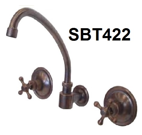 Rustic style wall mounted kitchen sink faucet in oil rubbed bronze finish