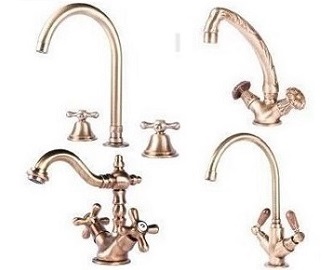High rise cold and hot water mixer for rustic sink and farmhouse basin